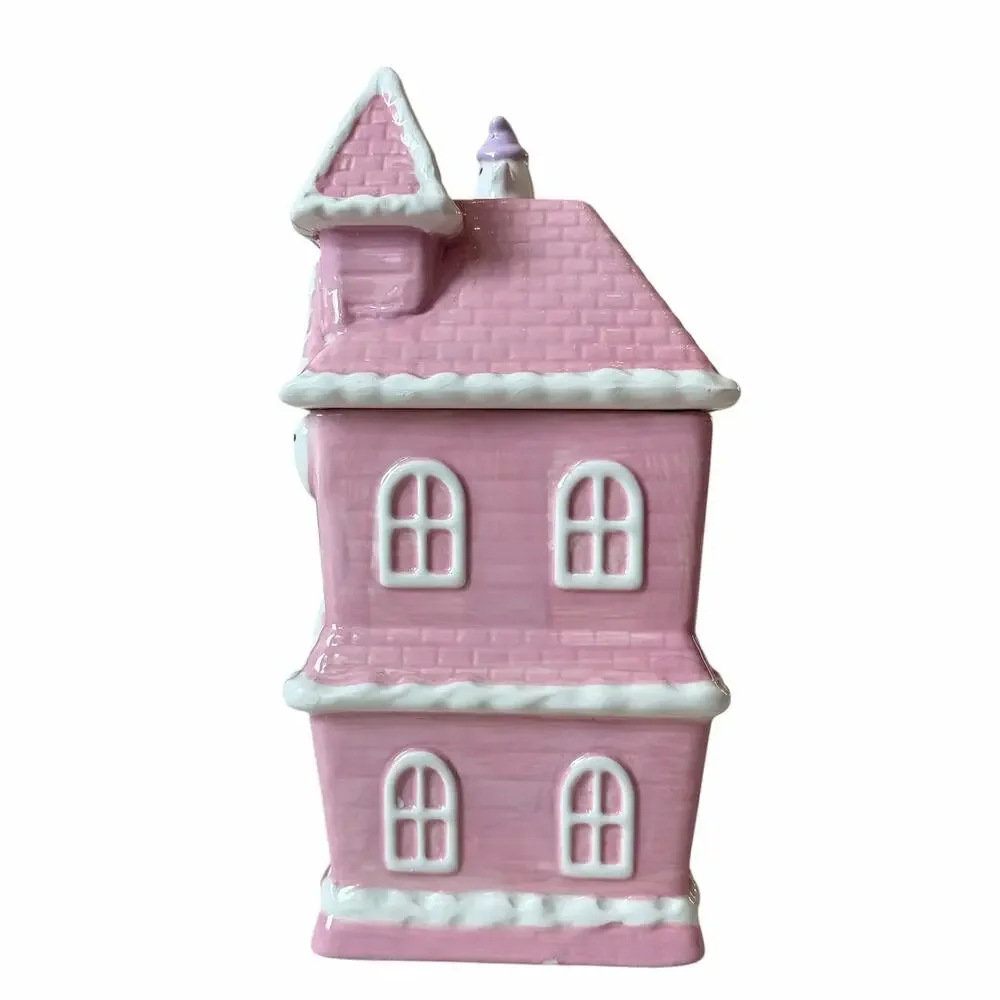 Pink Halloween HAUNTED HOUSE Cookie Jar by Booville Ceramic Spooky Boo New
